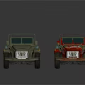 Toy Cars Display Military Green And Red Flame Design With V8 Logo Details