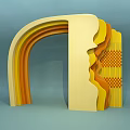 Modern Layered Archway Design With 3D Yellow Orange Structure And Textured Decor Elements 3d model