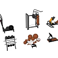 Modern Home Fitness Equipment Collection With Treadmill Dumbbells Elliptical And Weight Bench