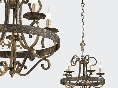 Vintage Metal Chandeliers With Ornate Design And Candle Holders For Classic Home Decor 3d model
