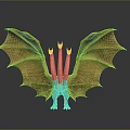 Mythical Fantasy Character Three Headed Dragon With Spread Wings And Golden Scales