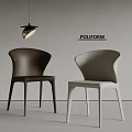 Modern Poliform Brown And Gray Dining Chairs With Curved Backrest Design 3d model