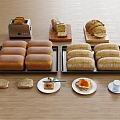 Bread Combination Toast Bakery Cake Shop 3d model
