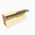 Yellow Awning With Black Metal Frame Long Structure Design