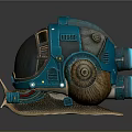 Futuristic Mechanical Snail With Blue Shell Transparent Cockpit Antenna And Glowing Lights