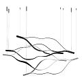 Modern Minimalist Chandelier Featuring Wavy Black Metal Lines For Interior Design