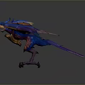 Mythical Flying Animal With Blue And Purple Spread Wings Shiny Feathers
