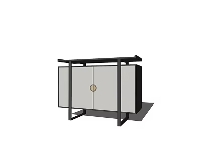 Modern Entryway Cabinet Sideboard With Metal Frame Double Doors And Round Handle 3d model