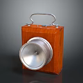 Vintage Lighting Combination With Wooden Body Metal Handle And Silver Reflector