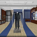 Men's Clothing Store Interior With Displayed Suit Blue Carpet And Wooden Floors