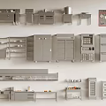 Kitchen Furniture Components Including Cabinets Shelves Island And Appliances