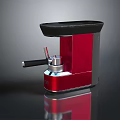 Modern Design Red And Black Kitchen Appliance With Black Handle And Silver Metal Parts