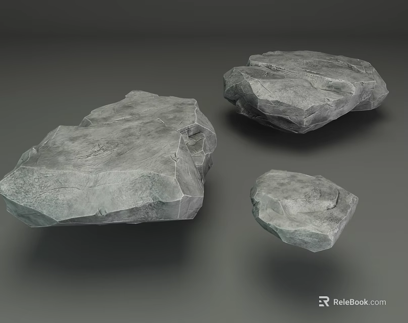Natural Stone and Wood Pieces with Rough Surfaces and Various Sizes for Decoration 3d model 