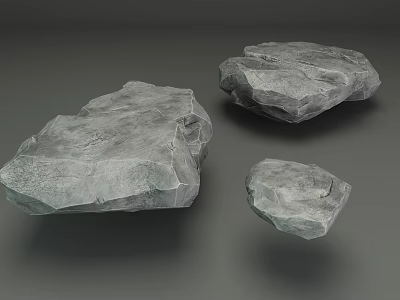 Natural Stone and Wood Pieces with Rough Surfaces and Various Sizes for Decoration 3d model
