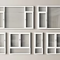White Window Frames With Glass Panes In Various Styles Mounted On Wall