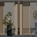 New Chinese style partition glass screen partition image wall 3d model