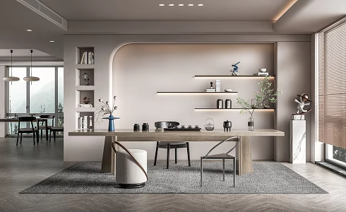 Modern Tea Room Tea Table and Chair 3d model