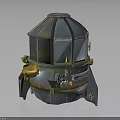 Space Exploration Module Featuring Metallic Structure Blue Yellow Components And Mechanical Details 3d model