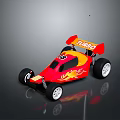 Red Turbo Race Car with Flame Design Number 88 and Large Wheels