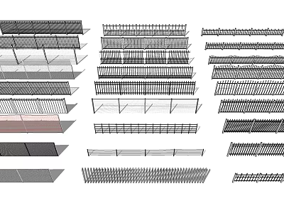 Various Decorative Fence Designs With Metal And Iron Patterns For Outdoor Spaces 3d model
