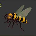 3D Modeled Cartoon Bee Character With Yellow Black Stripes And Wings