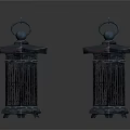 Traditional Black Lanterns With Classic Ring Top Square Base And Grid Design
