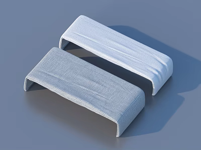 Two Light Blue Rectangular Fabric Storage Cases With Smooth Surface 3d model