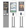 Modern Commercial Self-service Kiosk with Food Display and Touchscreen Payment System