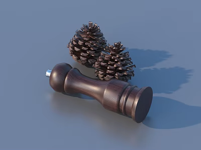 Decorative Ornament Set with Wooden Pepper Grinder and Pine Cones for Home Tabletop Decoration 3d model