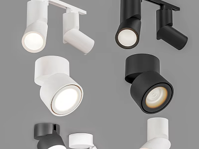 Modern White and Black Downlights and Spotlights Ceiling Track Mounted Lighting Fixtures 3d model