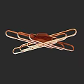 Elegant Modern Copper Ceiling Chandelier With Crossed Metallic Linear Design 3d model