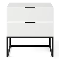 Modern Black Bedside Table With Two Drawers And Sturdy Metal Frame Design 3d model
