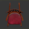 Elegant Red Wooden Rocking Chair With Soft Pink Cushion And Classic Design