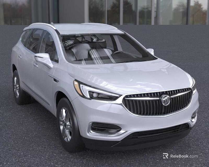 White Buick SUV Exterior With Modern Front Grille And Sleek Body Lines 3d model 