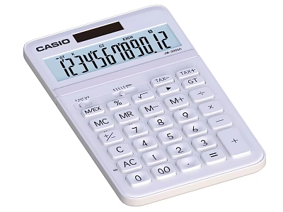 CASIO White Digital Calculator With Solar Power Large Display And Numeric Keypad 3d model