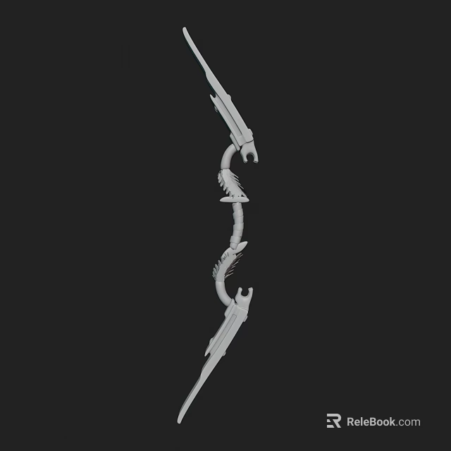 3D Model of Decorative Curved Weapon with Intricate Details and Fantasy Design 3d model 