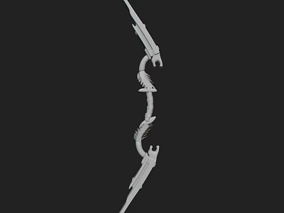 3D Model of Decorative Curved Weapon with Intricate Details and Fantasy Design 3d model