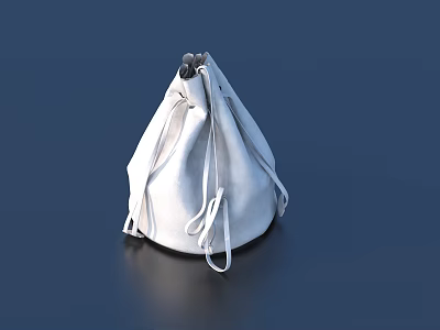 White Drawstring Bucket Bag With Minimalist Design And Modern Simple Style 3d model