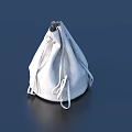 White Drawstring Bucket Bag With Minimalist Design And Modern Simple Style 3d model