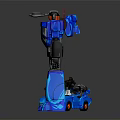 Blue Toy Robot With Red Accents And Matching Transformable Sports Car Model