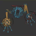 Blue Humanoid Game Movie Character With Mechanical Structure And Colorful Gaming Elements