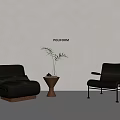 Poliform Interior Design With Two Black Chairs Small Table And Decorative Plant 3d model