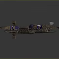 Futuristic Combat Spaceship Featuring Blue Accents Metallic Structure And Multi Wing Weapon Design