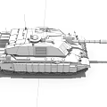 Modern Armored Sand Colored Military Tank With Long Cannon Tracks And Antennas