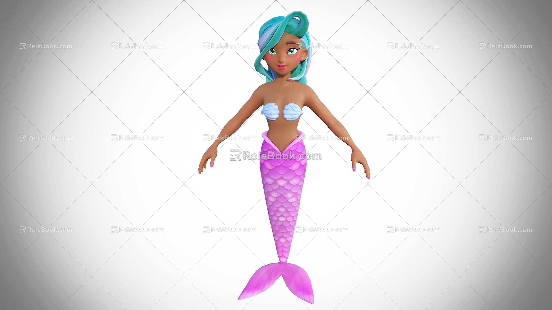 Modern Mermaid Banshee Game Character Banshee Character Anime Girl Elf in Tropical Beach Package 3d model