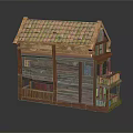 Wooden House With Two Story Structure Tiled Roof Balcony And Windows