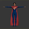 Superman in Blue Suit and Red Cape With Red S Symbol Arms Outstretched Standing Pose