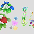Colorful Flowering Plants With Sunflowers Pink Tulips Blue Orchids Daisies And Green Leaves