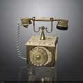 Vintage Classic Telephone Design With Rotary Dial Brass Accents And Marble Base