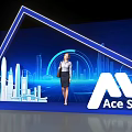 Ace Studio Photo Spot With Blue Geometric Frame And City Skyline Background